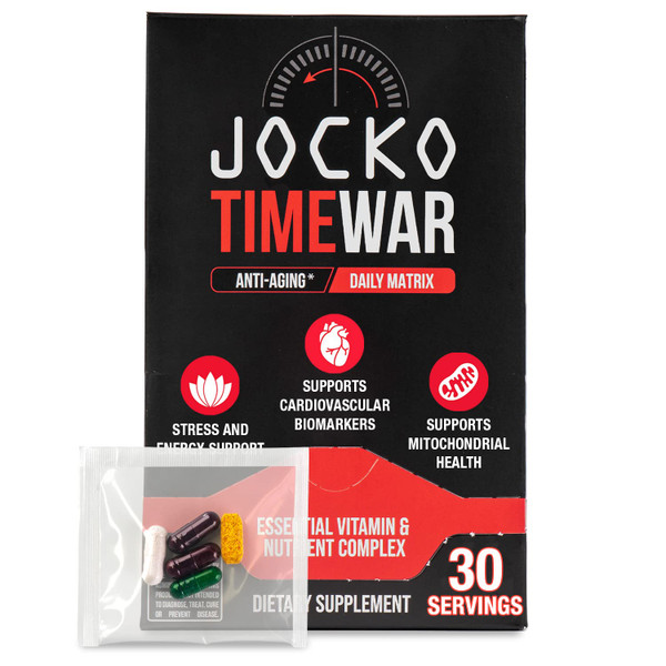 Jocko Fuel TIME WAR - Multivitamin for Men & Women. NAD Supplement for Healthy Aging, Heart, Bone, & Eye Health. Essential Vitamins and Minerals, Supports Stress Relief + Energy Levels - 30 Day Supply