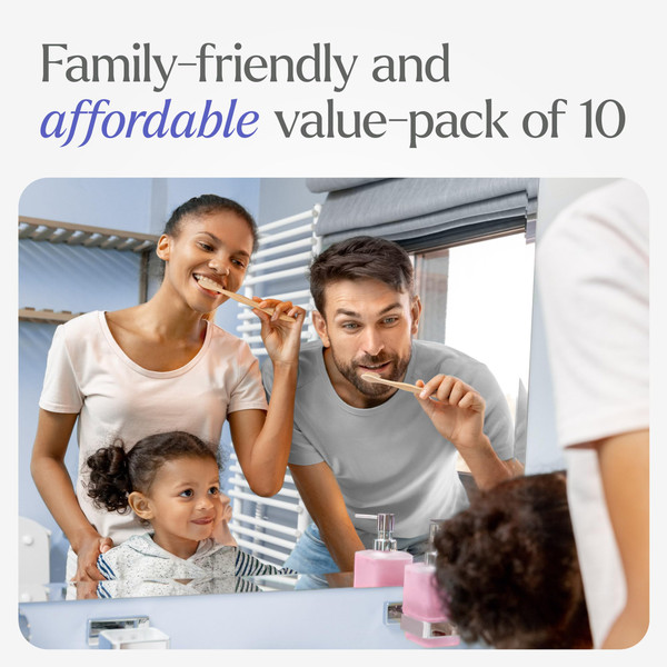 VIVAGO Bamboo Toothbrushes Medium Bristles 50 Pack - BPA Free Medium Bristles Toothbrushes for Adults - Eco-Friendly, Natural Wooden Toothbrush