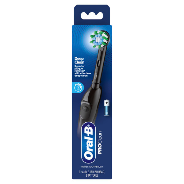 Oral-B Pro 100 CrossAction,Battery Powered Toothbrush,Black,(Pack of 2)