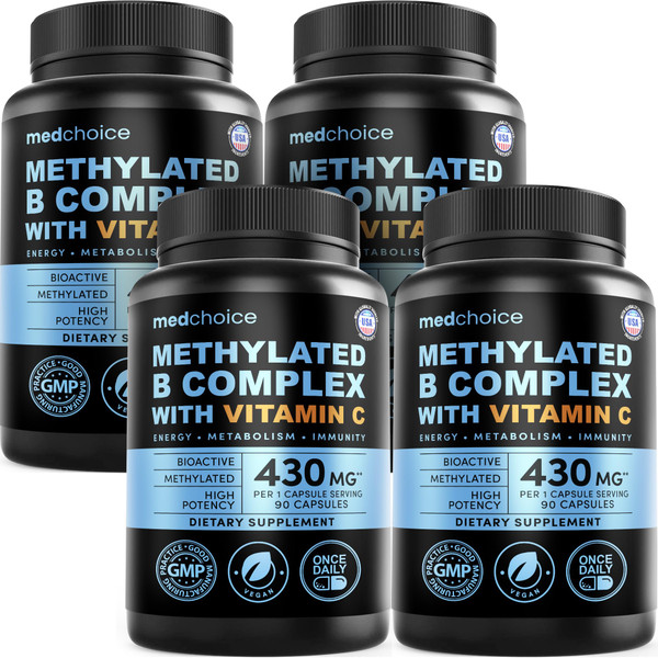 9-in-1 Vitamin B Complex - Methylated Multivitamin with B12 Methylcobalamin, Methylfolate, L-5-MTHF & Vitamin C - Methylated B Complex for Women & Men - Non-GMO, Gluten-Free, & Vegan (360 Servings)