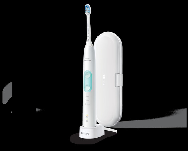 Philips Sonicare ProtectiveClean 5100 Rechargeable Electric Toothbrush, with Pressure Sensor, 3 Cleaning Modes, SmarTimer and QuadPacer, 14-Day Battery Life, Travel Case, White, Model HX6857/11