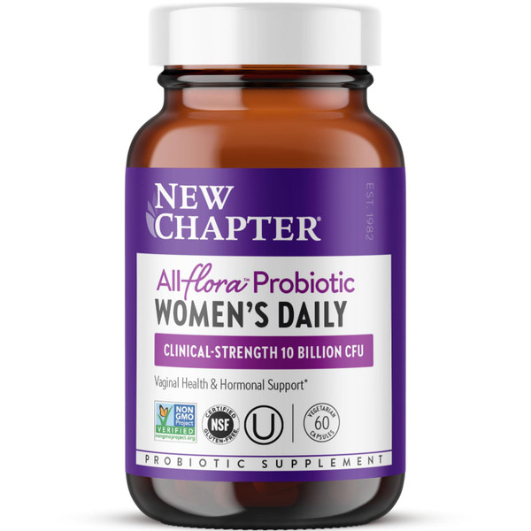 New Chapter Probiotics for Women - 60 ct (2 Month Supply), Women's Daily Probiotic with Prebiotics and Probiotics for Vaginal Health & Chaste Tree for Hormonal Support, 100% Vegetarian, Non-GMO