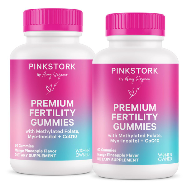 Pink Stork Premium Fertility Gummies for Women - Prenatal Conception Supplements for Her - 60 Gummies - 2 Pack