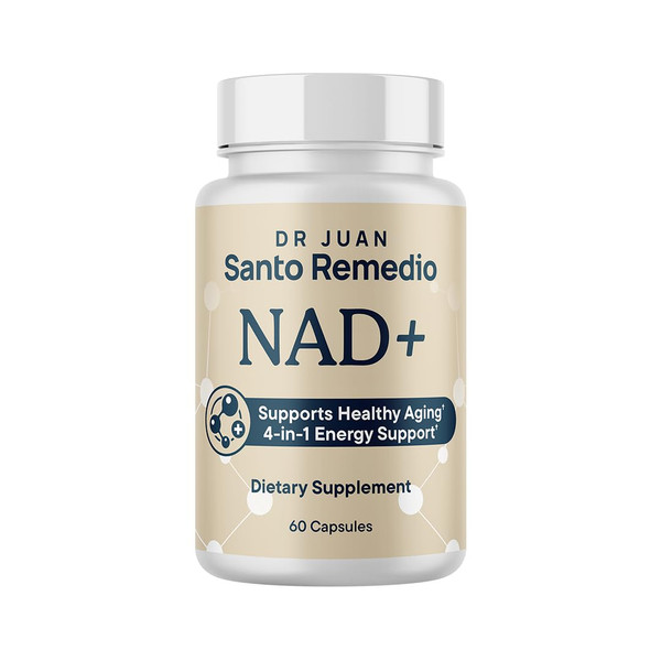 Santo Remedio NAD+ Supplement, Helps Support Healthy Aging and Cellular Health, 4 in 1 Energy Support, Made with Vitamin B12, NAD+, Guarana, and Spermidine, 30 Servings