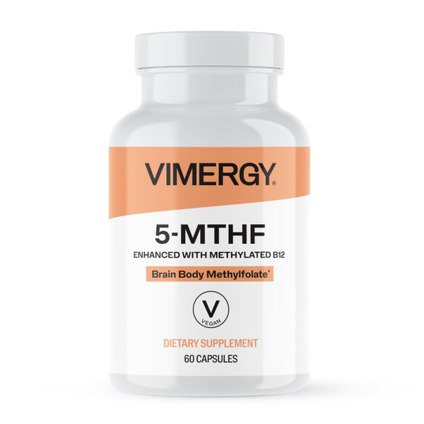 Vimergy 5-MTHF Capsules – 60 Servings (1 Capsule/Serving) 8500mcg L-Methylfolate Glucosamine and 500 mcg Vitamin B12 Supplement –Bioavailable Folate Supplement, Vegan (60 ct)