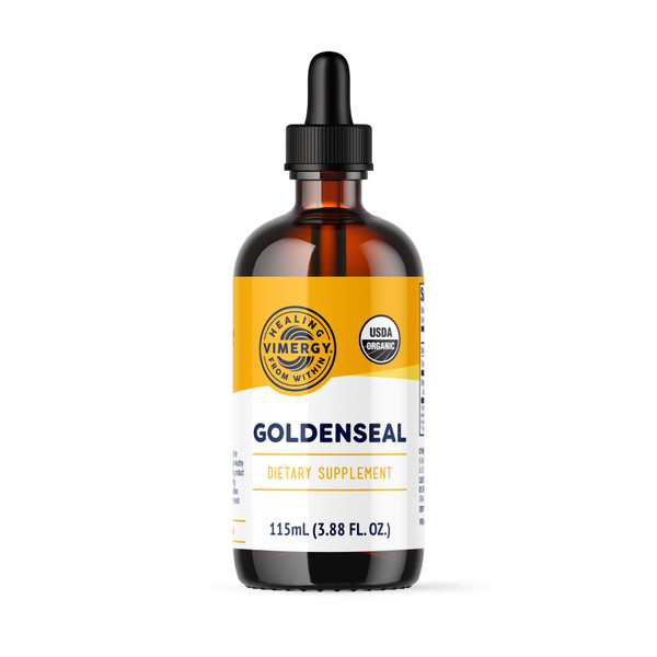 Vimergy USDA Organic Goldenseal Supplement – 57 2mL (2 Droppers or 48-54 Drops) Servings (200mg Extract Per Serving). Vegan, Alcohol-Free Golden Seal herb Drops Great for Tea (115 mL)