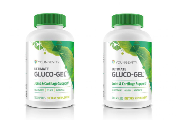 Youngevity Ultimate Gluco-Gel -for Bones, Tendons, Bones & Cartilage | Contains Glucosamine, Gelatin & Manganese | 2 Bottles