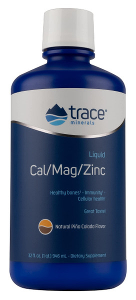 Trace Minerals | Liquid Cal/Mag/Zinc | Calcium, Magnesium, Zinc, Vitamin D3 | Dietary Supplement Supports Tissue, Muscle, and Bone Density (30 Fl Oz, Pina Colada)