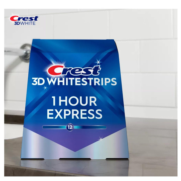 Crest 3D Whitestrips, 1 Hour Express, Teeth Whitening Strip Kit, 20 Strips (10 Count Pack)