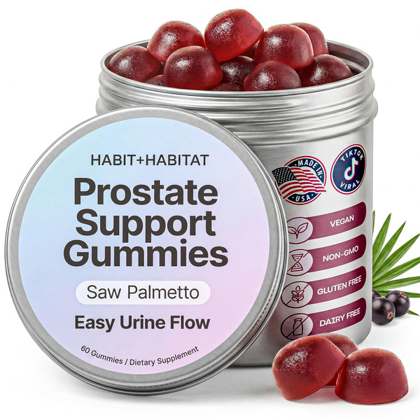 Habit + Habitat Prostate Health Gummies for Men & Women with Saw Palmetto & Lycopene - Prostate Supplements, Urinary Support, 9-in-1 Formula, Vegan, Gluten-Free, Non-GMO - 60 Gummies, 30 Day Supply