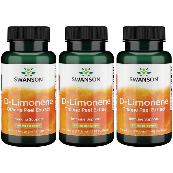 Swanson D-Limonene - Orange Peel Extract Supplement Promoting Cellular Health - High Potency Formula Supporting Health Defense - (60 Capsules, 250mg Each) (3 Pack)
