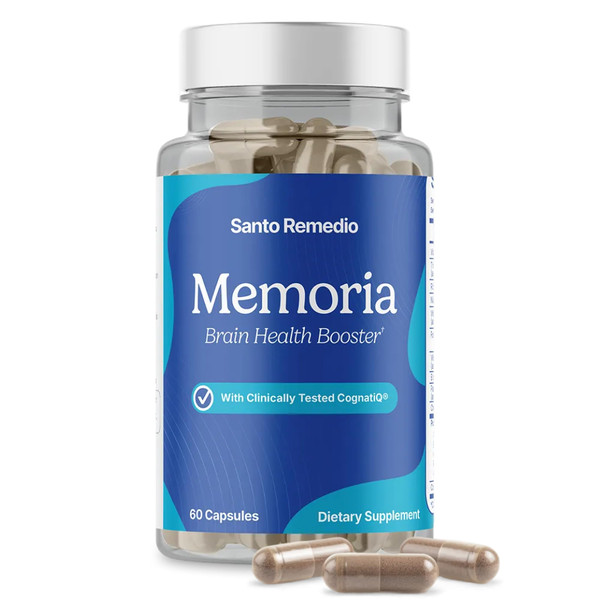 Santo Remedio Memoria Brain Health Supplement – Cognitive Support for Attention, Memory & Focus, with CognatiQ Coffee Fruit Extract – Gluten Free, Non-GMO – 30 Servings