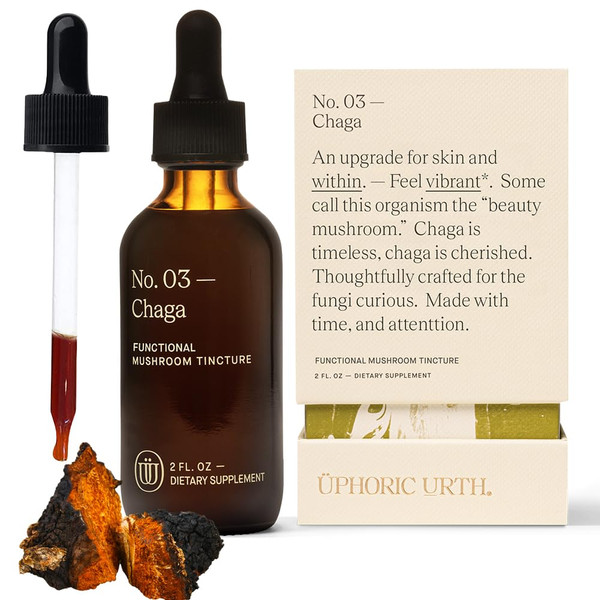 UPHORIC URTH Chaga Mushroom Extract Supplement - Double-Extracted Fruiting Body Tincture, Liquid Drops, Inonotus Obliquus, Vegan, Non-GMO, Gluten-Free, 2 fl oz, 60 Servings