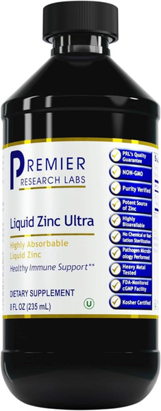 Premier Research Labs Liquid Zinc Ultra Supplement - for Immune Support & Well-Being for Adults & Kids, Highly Absorbable Drops, Convenient & Easy to Take Formula - 8 fl oz