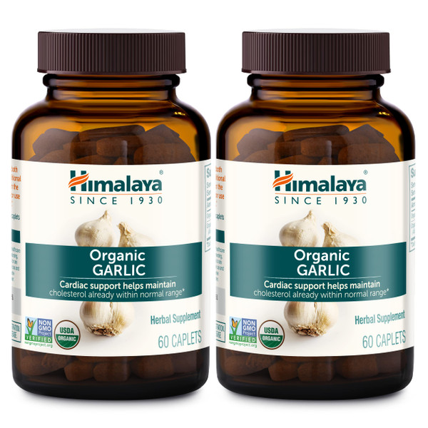 Himalaya USDA Organic Garlic Capsules-Herbal Garlic Supplements for Lipid Metabolism and Immune Support-Garlic Pills,Garlic Extract,Support Cholesterol Levels,Vegan,Non-GMO,1400 mg,120 Caplets