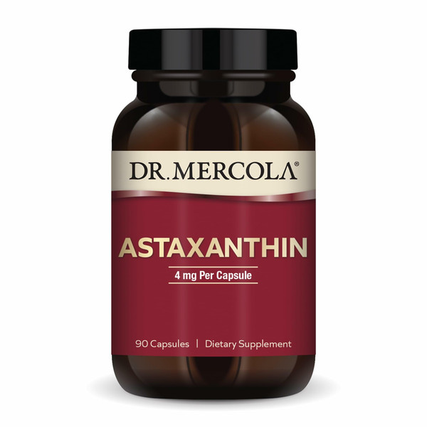 Dr. Mercola Organic Astaxanthin - 4 mg Astaxanthin - Powerful Antioxidant Support - Organic Microalgae Extract - Non-GMO, Gluten-Free & Soy-Free - 90 Capsules (90 Servings)