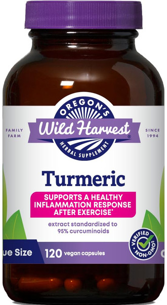 Oregon's Wild Harvest Turmeric 120 Vegan Capsules | Organic Turmeric Curcuminoids with Black Pepper for Better Absorption | Supports Healthy Inflammation Response and Joint Health | Non GMO