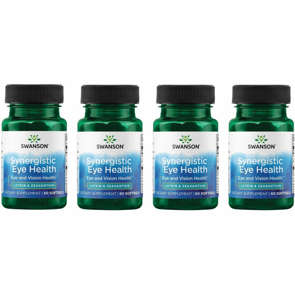 Swanson Lutein & Zeaxanthin Synergistic Eye Health Vision Retina Macula Supplement (Lutein 20 mg & OmniXan Zeaxanthin 2 mg) 60 Softgels Sgels (4 Pack)