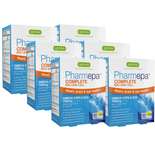 Igennus Pharmepa rtg Omega 3 EPA DHA Fatty Acids 1000mg, IFOS Certified, High Potency Wild Fish Oil with GLA Evening Primrose Oil, Lemon Flavor, 360 Softgels