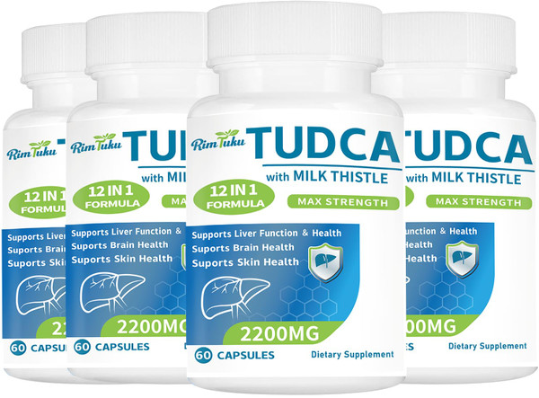 RimTuku 2200MG TUDCA Milk Thistle Supplement 12-in-1 Formula, TUDCA+Milk Thistle, TUDCA Supplement Bile Salts, Liver Detox & Repair Support, Antioxidant Support, 240 Capsules