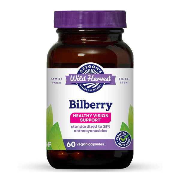 Oregon's Wild Harvest Bilberry Herbal Supplement Vegan Capsules, 880 mg, 60 Count