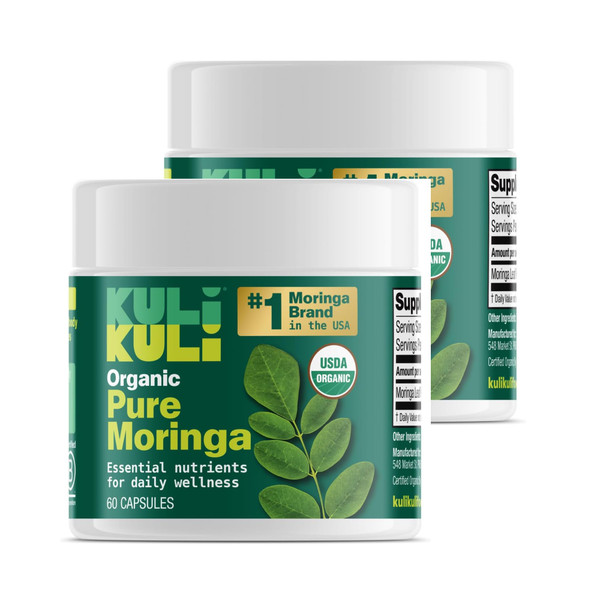 Kuli Kuli Organic Moringa Capsules 120 Count - Premium Moringa Leaf Powder Capsules - Nutrient-Dense Superfood for Energy, Vitality, and Wellness