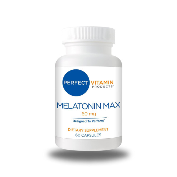Perfect Vitamin Products 60mg Extra Strength Melatonin MAX - High Dosage Melatonin, Vegan, Non-GMO, Gluten-Free (1-Pack)