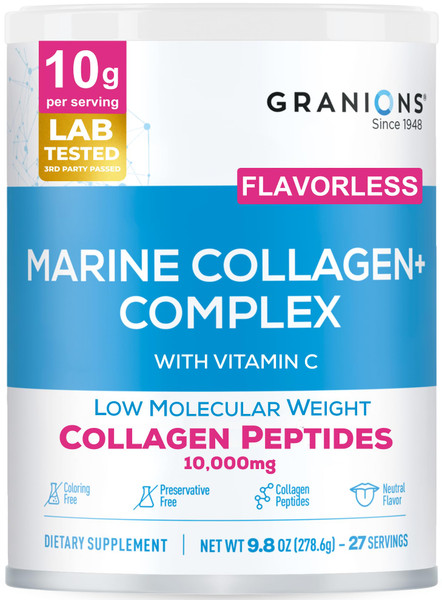 Marine Collagen Powder Unflavored - 10g Type I Hydrolyzed Collagen Peptides with Natural Acerola Vitamin C Antioxidant - Hair, Skin, Nails Vitamins for Women & Men- Pro-Aging Beauty Supplement - 9.8oz