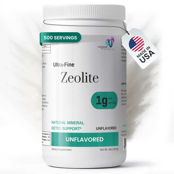 Organic Excellence Zeolite Clinoptilolite Powder – Pure Micronized Mineral Supplement – Supports Gut Health, Cleansing Support & Internal Balance – Non-GMO, Vegan – 500 Servings