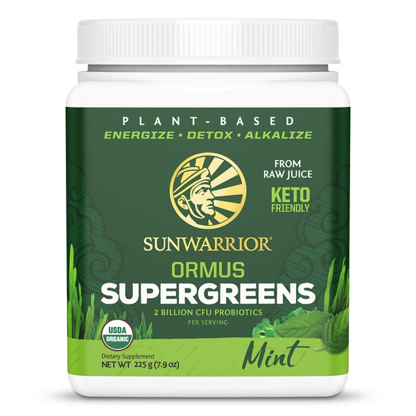Organic Greens Powder Superfood Complex | Organic Super Greens Powder from Raw Juice with Probiotics Moringa Leaf & Electrolyte Minerals | Vegan Non-GMO No Added Sugar (Mint, 45 Servings)