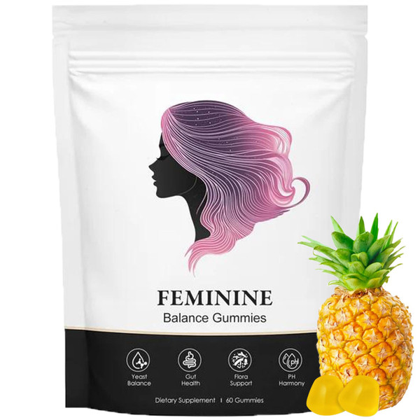BIWQTY Feminine Balance Gummies for Women, Pineapple Gummies for Women pH, Women’s Health Probiotics - pH Balance, Healthy Odor, Flora, Vaginal & Gut Health, Immune Support (1)