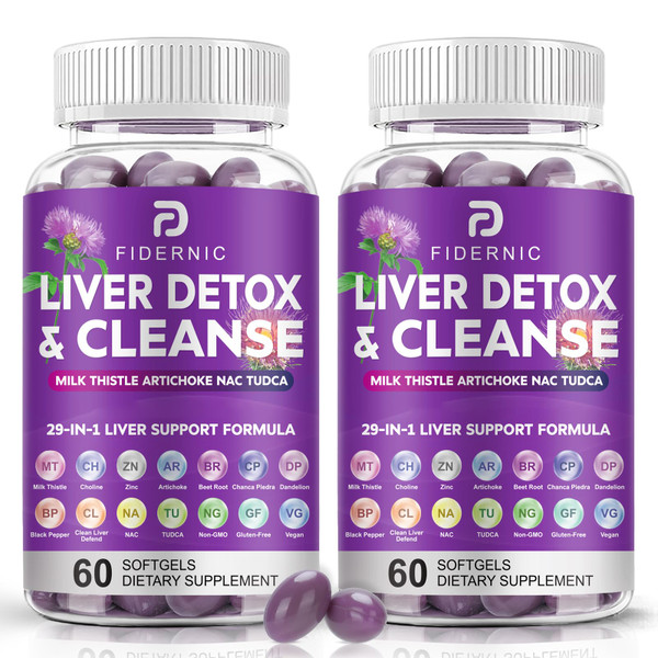 FIDERNIC Liver Cleanse Detox & Repair - Liver Support Milk Thistle Supplement, Liver Health Support, 120 Softgels