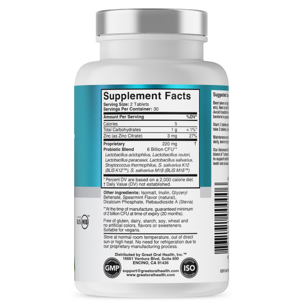 Advanced Oral Probiotics for Mouth Bad Breath Treatment for Adults, Dentist Formulated BLIS K12 M18 Oral Health Probiotics for Teeth/Gums, Flavor Variation Pack: Mint, Strawberry Vanilla 60 Count Each