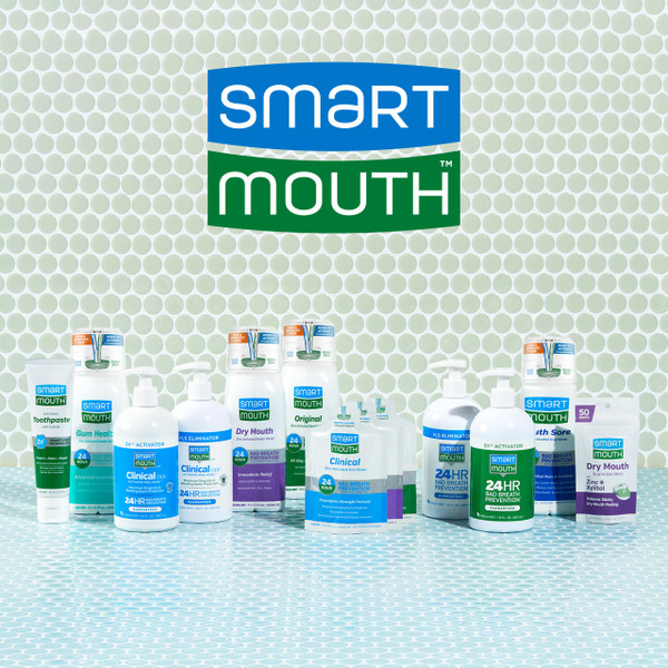 SmartMouth Original Zinc Activated Mouthwash Single Packs - Disposable Mouthwash Packets for Fresh Breath - Eliminates Bad Breath & Odors - Alcohol & Fluoride-Free - Fresh Mint - 10 Count, 4 Pack