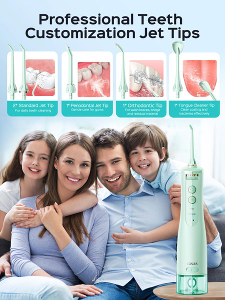 COSLUS E40 Portable Water Flosser for Teeth: ADA Accepted, 10 Pressure Settings Professional Water Dental Pick for Orthodontic, Braces & Sensitive Gums - Cordless for Travel Use, for Teens, BPA-Free