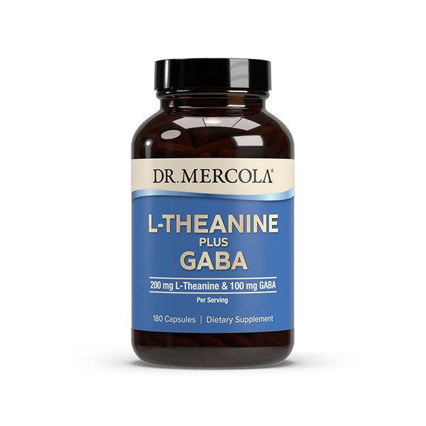 Dr. Mercola L-Theanine Plus GABA - 200 mg of L-Theanine and 100 mg of GABA (Gamma-Aminobutyric Acid) per Serving - 180 Capsules (90 Servings)