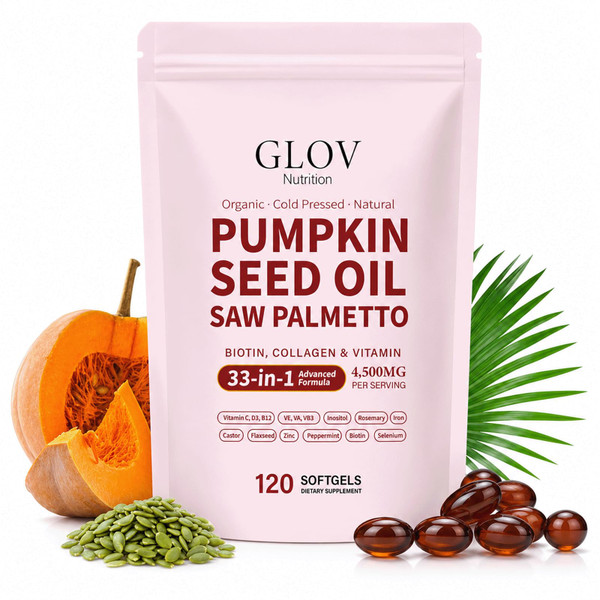 Glov Organic Glov Pumpkin Seed Oil Softgels,for Healthy Hair & Scalp-120