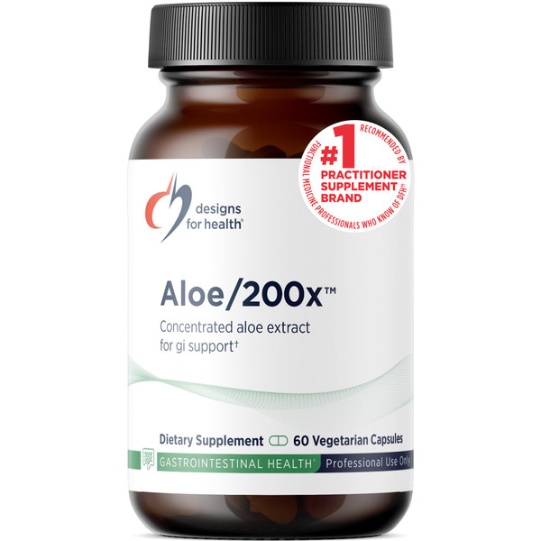 Designs for Health Aloe/200x - 200mg Aloe Vera Extract - Highly Concentrated Aloe Leaf Supplement for GI Support - Non-GMO, Vegetarian Pills (60 Capsules)