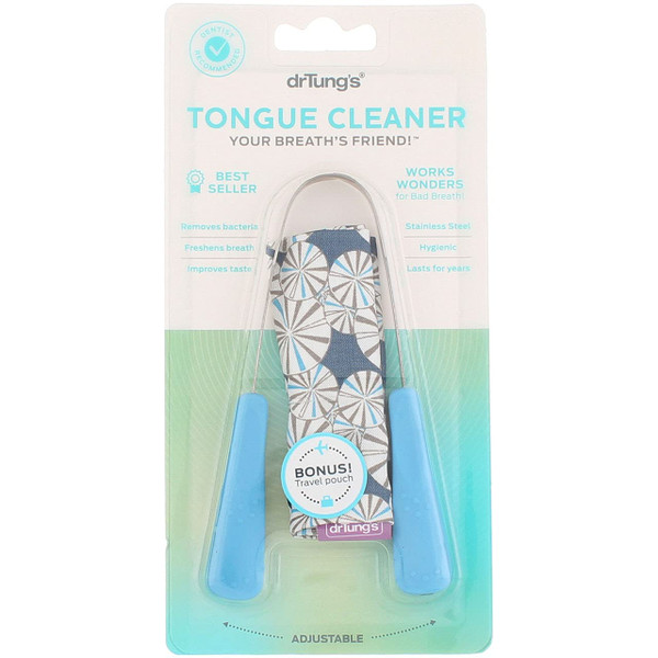 drTung's Stainless Steel Tongue Scraper for Adults & Kids - Metal Tongue Scraper & Cleaner, Freshens Breath, Oral Hygiene Care, Easy-to-Use Comfort Grip Handle, Comes with Travel Case - 12 Pack
