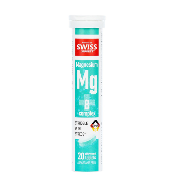Swiss Imports Effervescent Magnesium + B Complex Dietary Supplement, 12-Pack, 240 Tablets