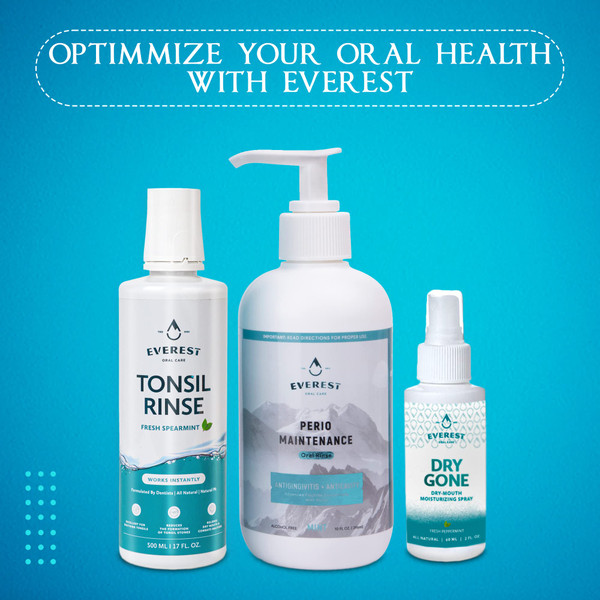 Everest Mouth Wash & Tonsil Stone Remover – Natural Mouthwash or Oral Rinse Liquid to Help Soothe Tonsils, Bad Breath, & Relieve Dry Mouth - Alcohol Free Treatment (17 fl oz (3 Pack), Spearmint)