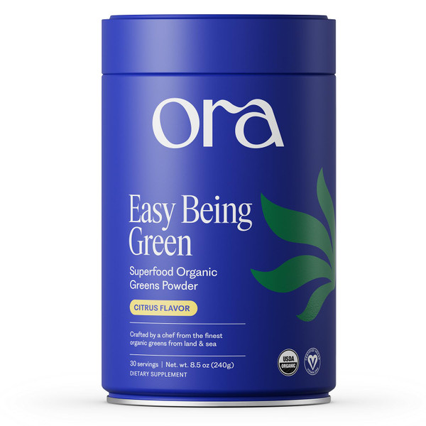 Ora Organic Greens Powder - Vegan, Gluten-Free, Organic Super Greens Drink for Energy and Detox | Antioxidants & Adaptogenic Herbs | 20+ Superfood Greens Blend - Citrus Flavor, 30 Servings