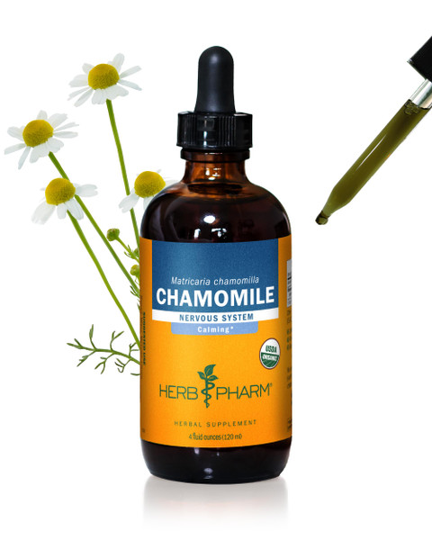 Herb Pharm Chamomile Liquid Extract: USDA Organic Calming Nervous System Support, Fast-Absorbing Stress Support Chamomile Supplement | Made with Organic Chamomile Flowers, Up to ~3 Month Supply, 4 oz*