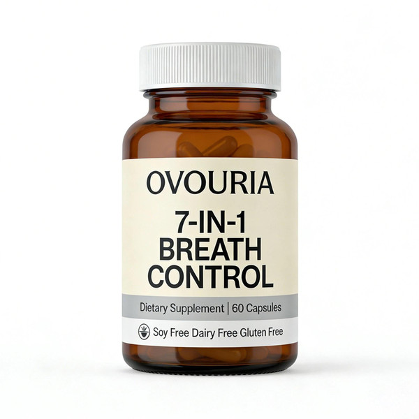 Zefdvc Ovouria Breath and Gut Balance - 7-in-1 Breath Control, Targets Bad Breath at The Gut Root, Natural Ingredients with Probiotics, Vegan Gluten-Free, 60 Capsules(1pc)