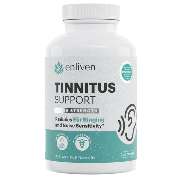 Tinnitus Relief Pills for Ear Ringing – Ear Tinnitus Relief for Ringing Ears with Flavonoids, B12 & Inositol – for Pain in Ears & Health Support – 180 Caplets – Daily Ear Ringing Relief Supplement