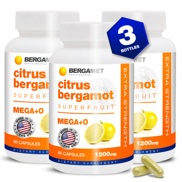 BergaMet Citrus Bergamot Supplement, 170:1 Extract, 1200mg per Serving, 80% Polyphenols, Italian Citrus Bergamot, 180 Capsules, 3 Months, Made in the USA