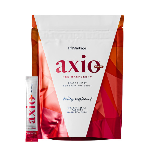 LifeVantage AXIO Regular Energy Drink Powder, Nootropic Supplement, Focus & Mood Support, with L-theanine, Green Tea, B Vitamins, DMAE, Quercetin & Pine Bark, Red Raspberry, 30 Packets