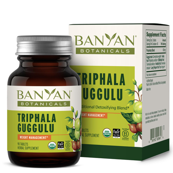 Banyan Botanicals Organic Triphala Guggulu – Deep Tissue Detox & GI Tract Support – Advanced Herbal Cleansing Supplement with Guggulu Resin – Systemic Waste Elimination – 90 Tablets – USDA Organic