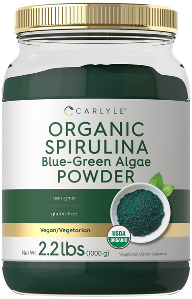 Carlyle Organic Spirulina Powder 2.2 lbs | Blue Green Algae | 8000mg | Vegan, Non-GMO, Gluten Free Supplement