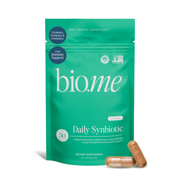 Synbiotic 3-in-1 Prebiotics, Probiotics & Postbiotics for Digestive Health, Gut Health, Immune Support & Bloating Relief for Men & Women - 50 Billion CFU Per Serving - Vegan, 60 Capsules (30 Servings)